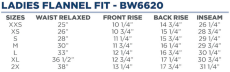 Ladies Size Chart